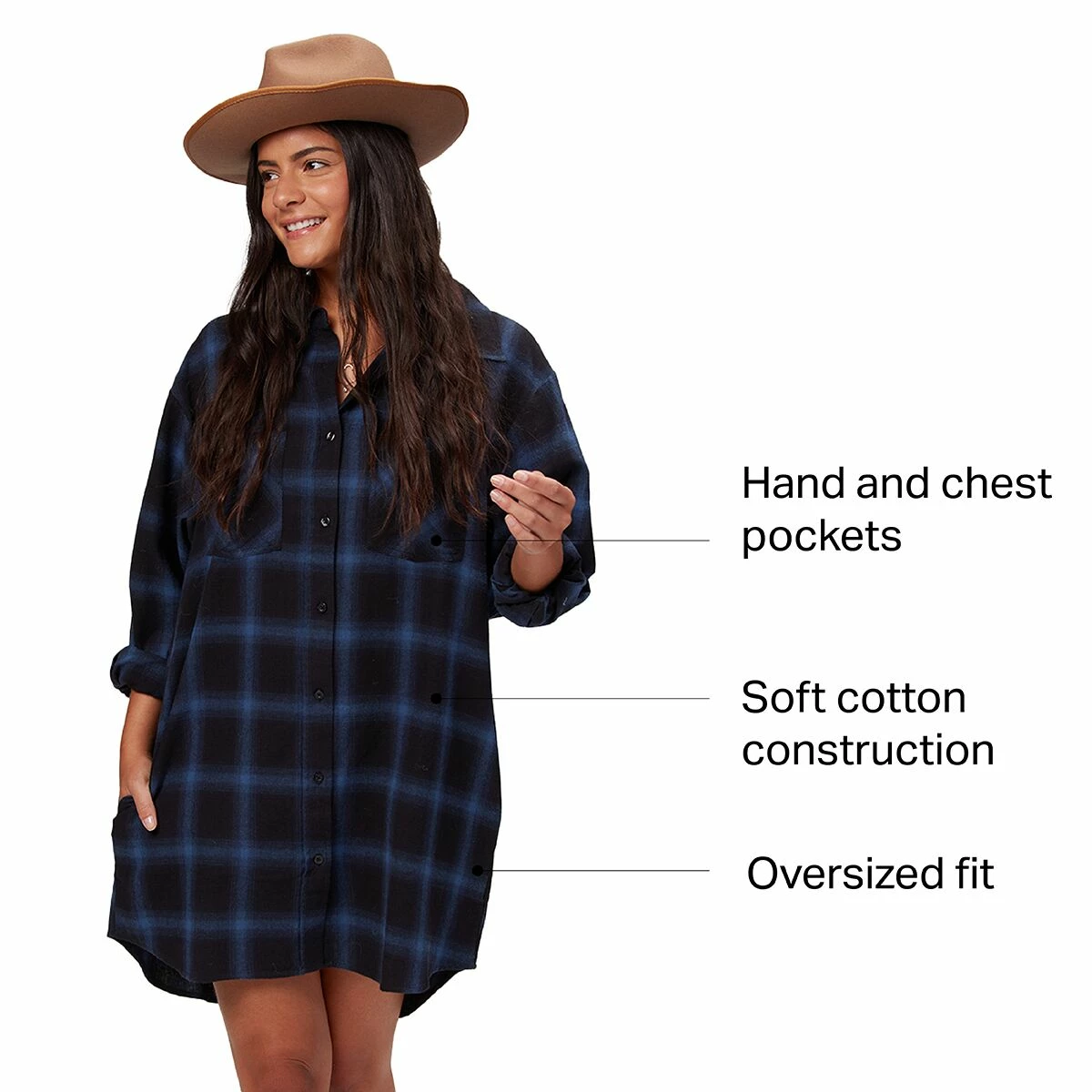 Basin and Range Women's Dresses Plaid Flannel Shirt Dress Women's 5 Basin and Range Women's Dresses Plaid Flannel Shirt Dress Women's - Image 5