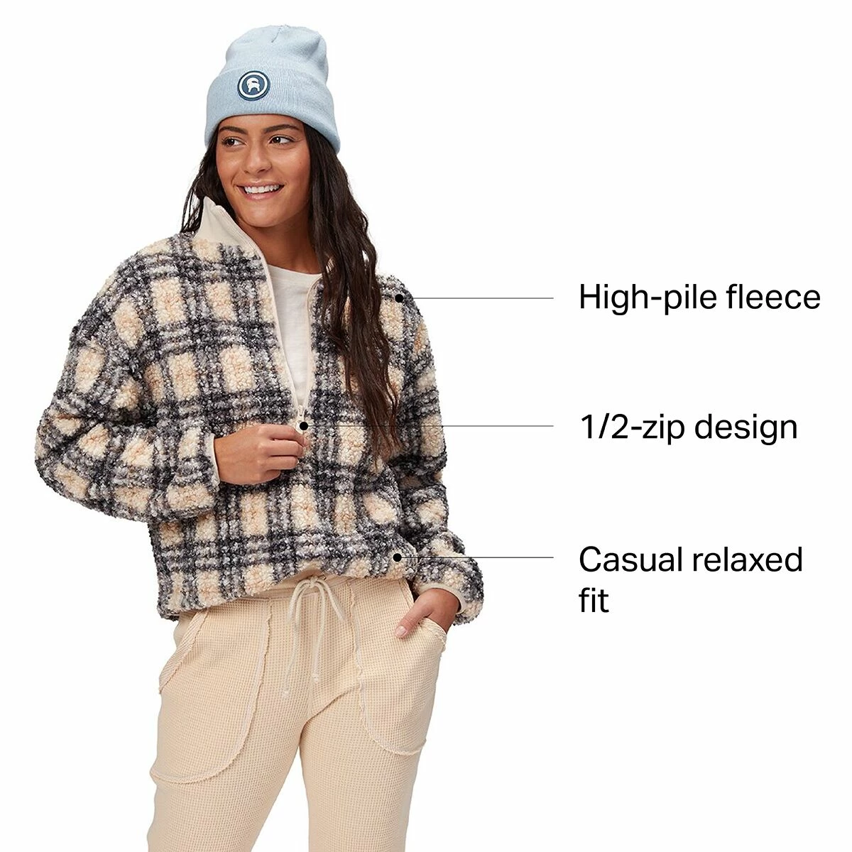 Basin and Range Women's Fleece Jackets Sherpa Pullover Jacket Women's 4 Basin and Range Women's Fleece Jackets Sherpa Pullover Jacket Women's - Image 4