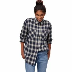 Basin and Range Women's Long-Sleeve Tops Plaid Flannel Shirt Women's -Stoichikecamp Outlet Shop NAVGREPLA