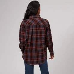 Basin and Range Women's Long-Sleeve Tops Plaid Flannel Shirt Women's -Stoichikecamp Outlet Shop NAVORAPLA D1