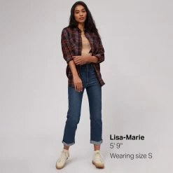 Basin and Range Women's Long-Sleeve Tops Plaid Flannel Shirt Women's -Stoichikecamp Outlet Shop NAVORAPLA D2